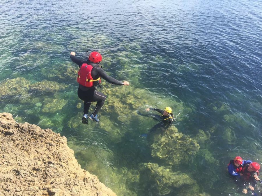 Person cliff jumping in the North East