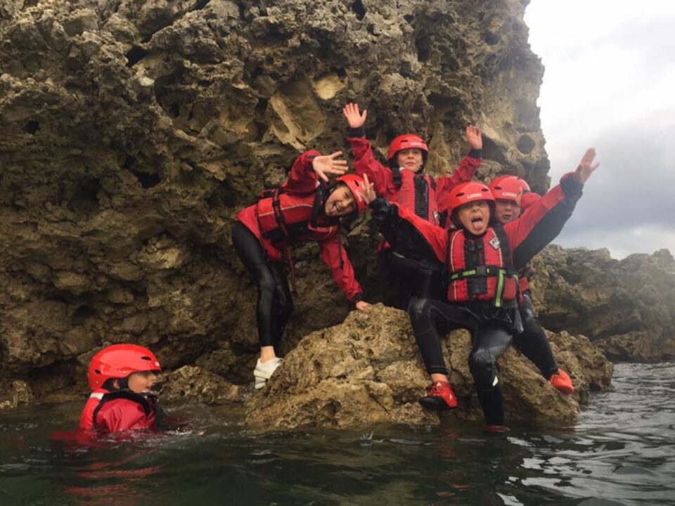 North East Adventures coasteering group of children